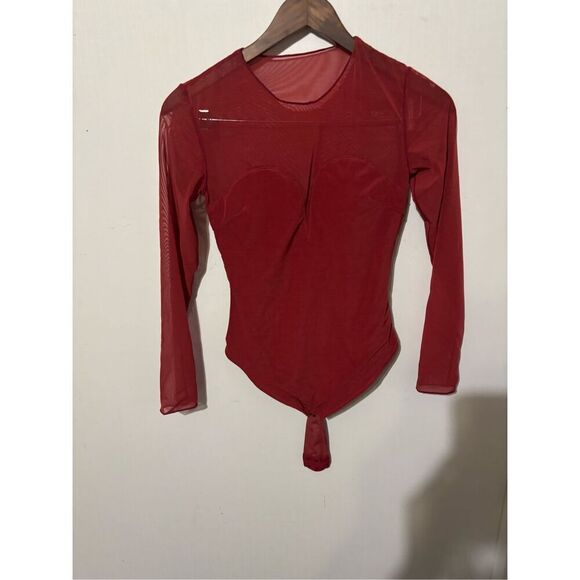 NWOT Popilush Women's Small Red Long Sleeve Bodysuit Shapewear - Picture 1 of 4
